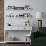 DENVER 47" Floating Shelves for Picture Frames, Picture Ledges for Living Room - Set of 2 -  Washed White, Natural