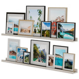 DENVER 47" Floating Shelves for Picture Frames, Picture Ledges for Living Room - Set of 2 -  Washed White, Natural