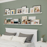 DENVER Picture Ledge Shelves, Floating Shelves Living Room Decor - 84" x 3.7" - Set of 2 - White