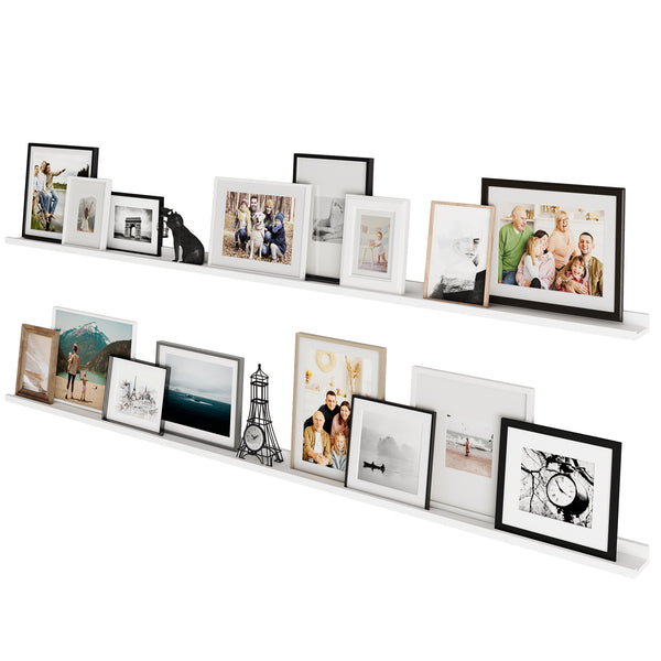 DENVER Picture Ledge Shelves, Floating Shelves Living Room Decor - 84" x 3.7" - Set of 2 - White