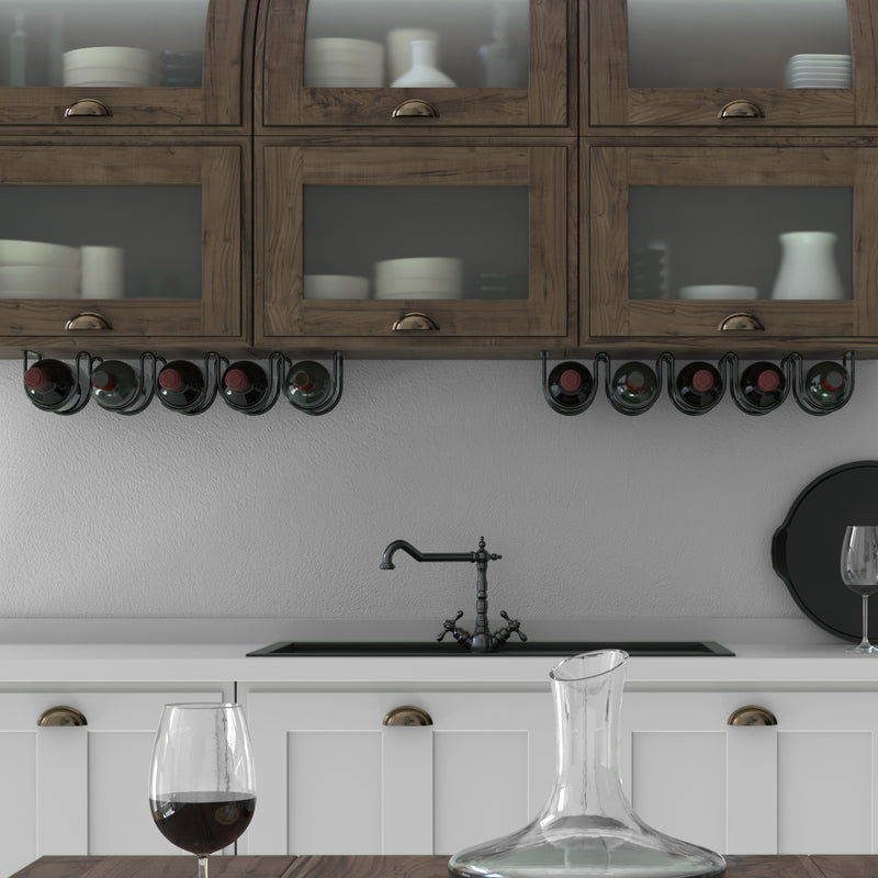 DIJON Under Cabinet or Wall Mount Wine Rack – 5 Sectional – Black –  Wallniture