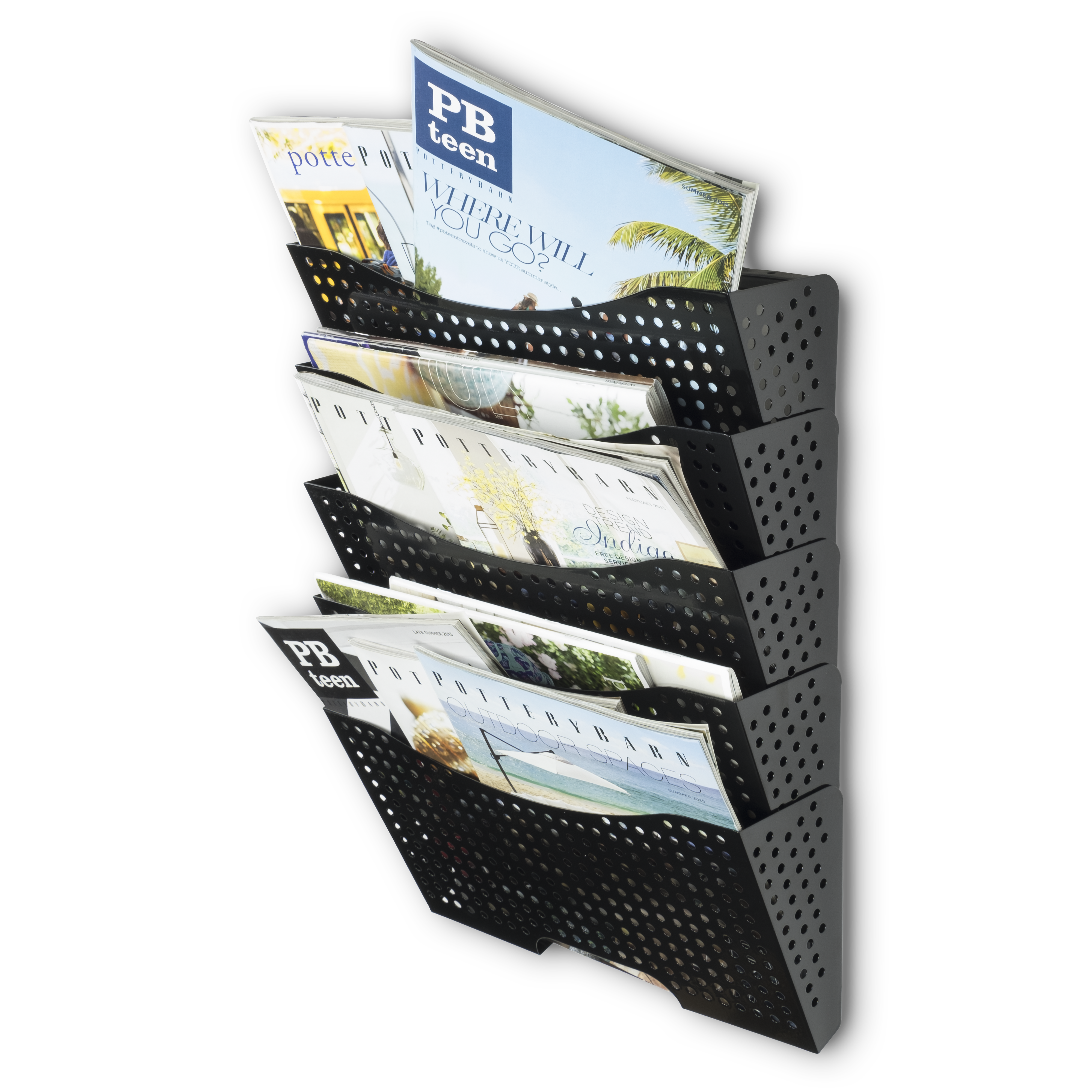 DOTS LISBON Wall File Magazine Holder - 5, 10, 15 Tier - Black - Wallniture