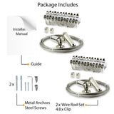 DRAPE Wire Curtain Rod and Multi-Purpose Curtain clips - 24 Clips - 196'' Length - Set of 1 or 2 - Wallniture