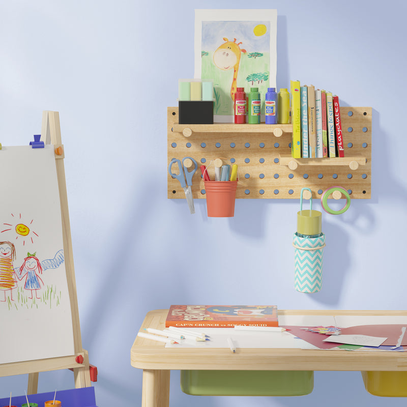 ENNA Peg Board Wall Shelves & Wall Hooks for Hanging Kids Room