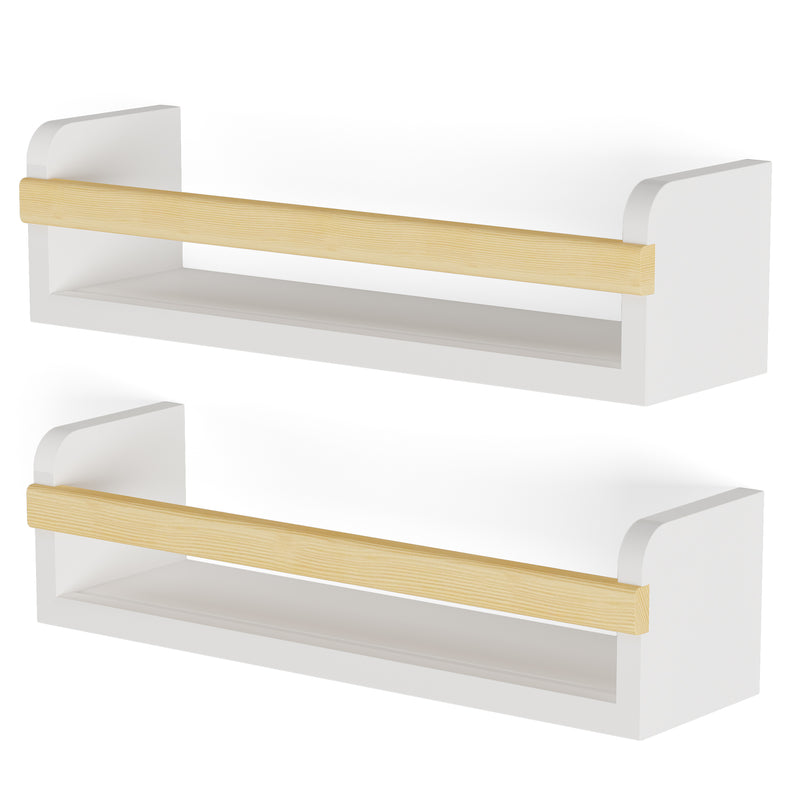 Florida Floating Shelves for Kids Room Decor, Kids Bookshelf, Nursery Decor Wood Shelf for Wall - Set of 2 - White - Wallniture