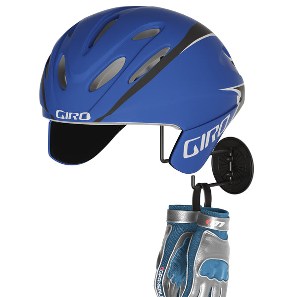 GIRO Helmet Holder Wall Mount, Bike Helmet Rack, Hooks for Hanging Motorcycle Accessories Metal - Black
