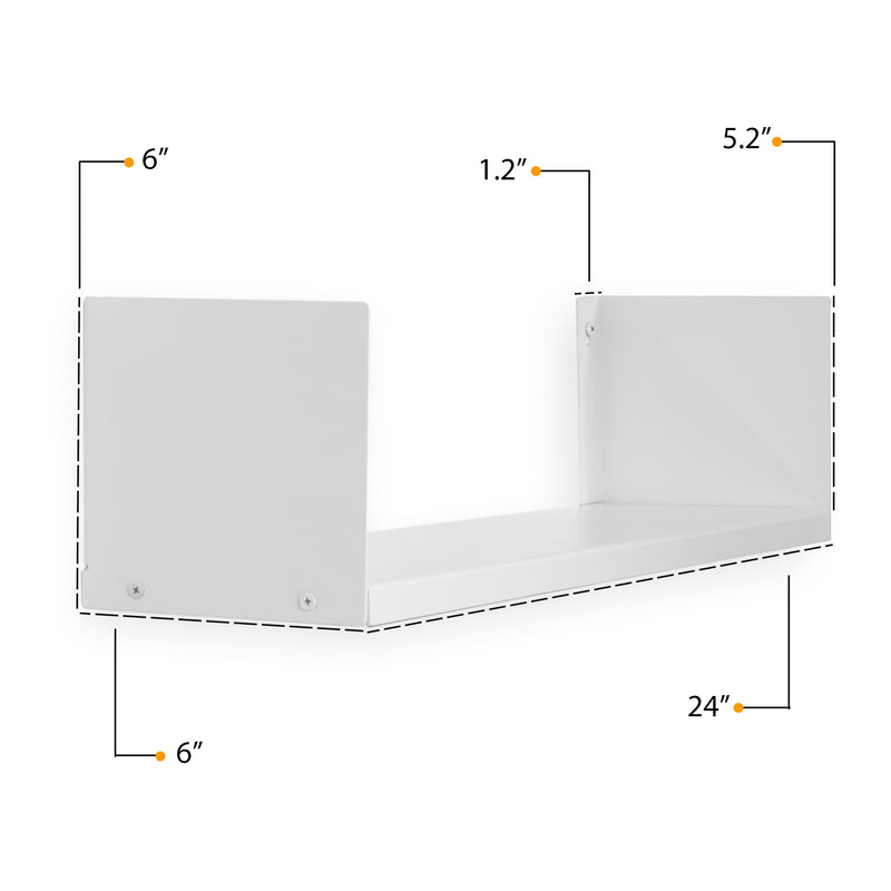 LIBRO Floating Shelves Wall Bookshelf – 24" Length – White - Wallniture