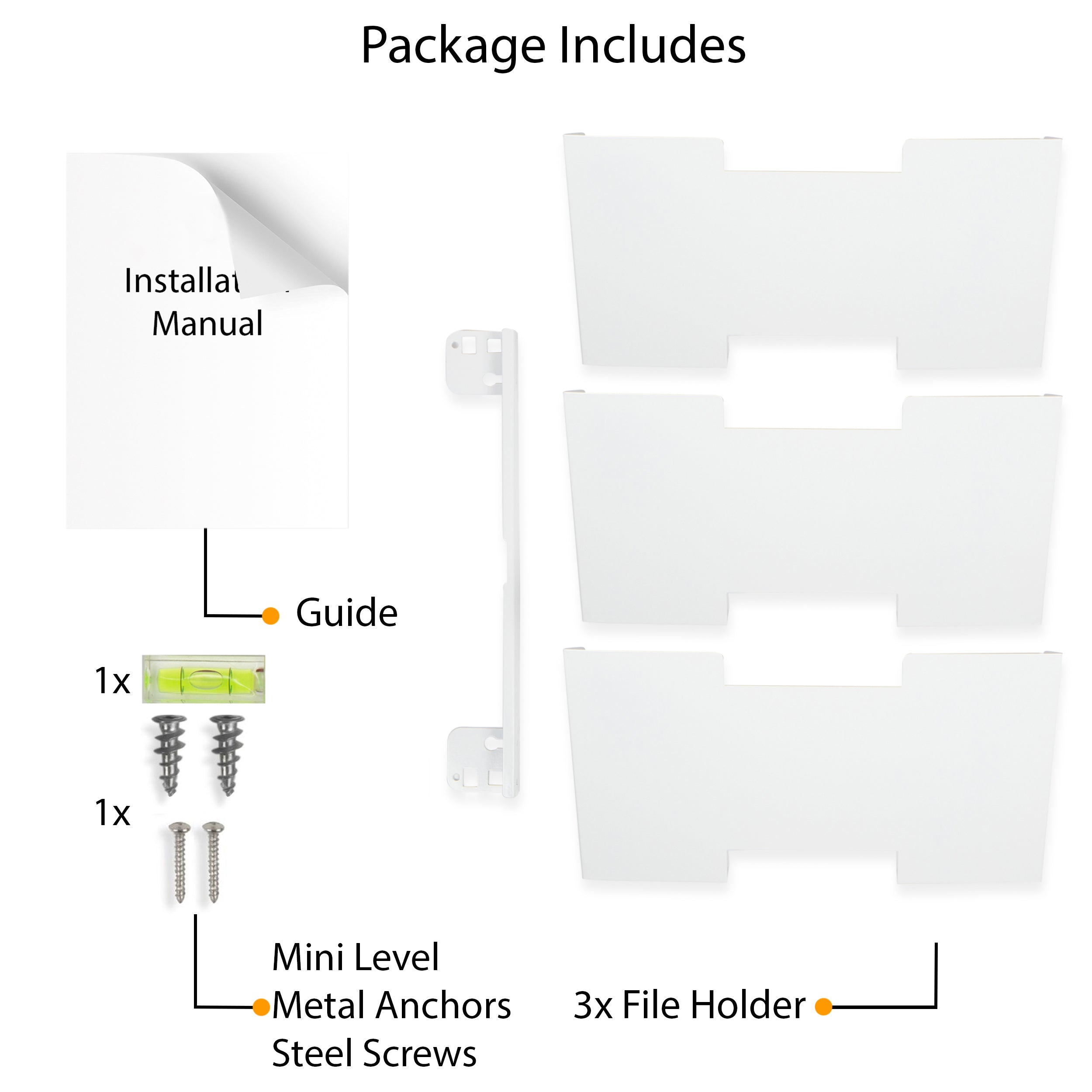 LISBON Wall File Holder  – 3, 6, 9 Tier – White - Wallniture