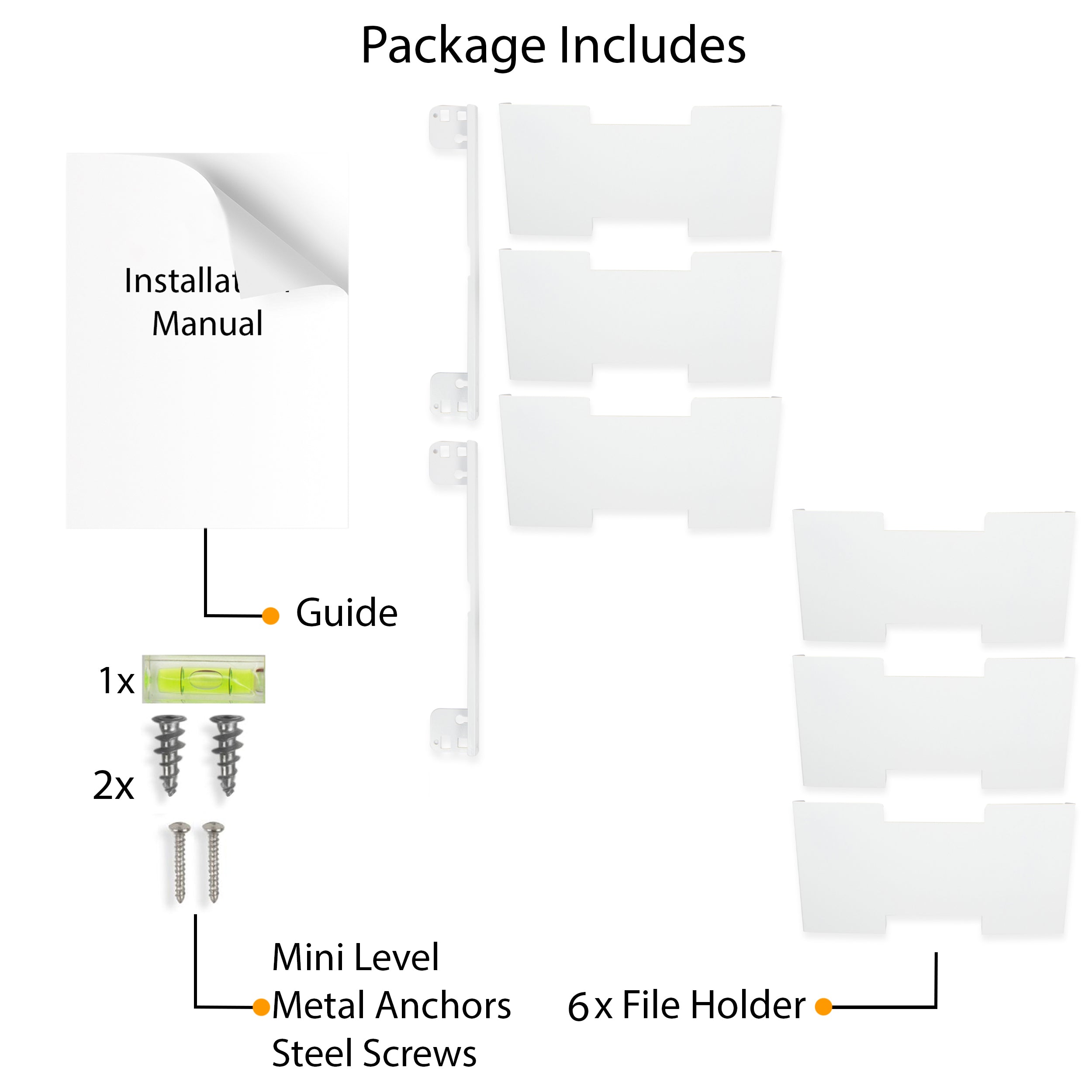 LISBON Wall File Holder  – 3, 6, 9 Tier – White - Wallniture