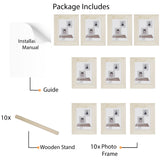 WOODLOGAN Unpainted Wooden Picture Frame -  Set of 10  -  4" x 6" Display - Wallniture