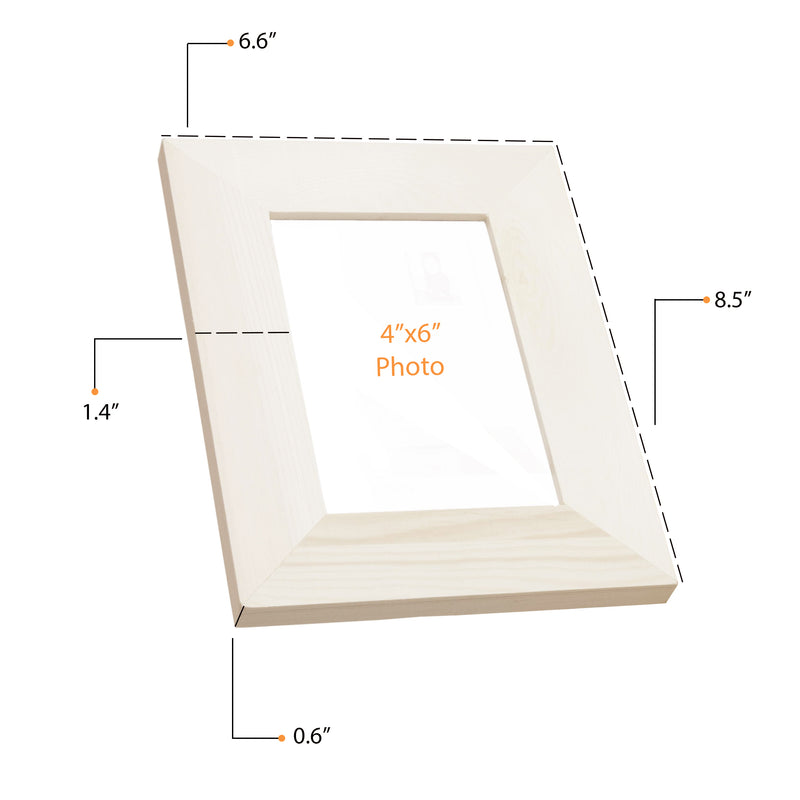 WOODLOGAN Unpainted Wooden Picture Frame -  Set of 10  -  4" x 6" Display - Wallniture