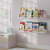 Madrid 36" Bookshelf for Kids Room Decor Floating Shelves Nursery Storage - Set of 2 - White