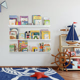 METALLO Picture Ledge Floating Shelves and Wall Bookshelf – 46” Length – Set of 3 - White - Wallniture