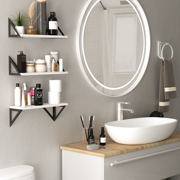 MILAN 17" Geometric Triangle Shelf for Bathroom Decor, Wall Bathroom Organizer - Set of 3 - Wallniture