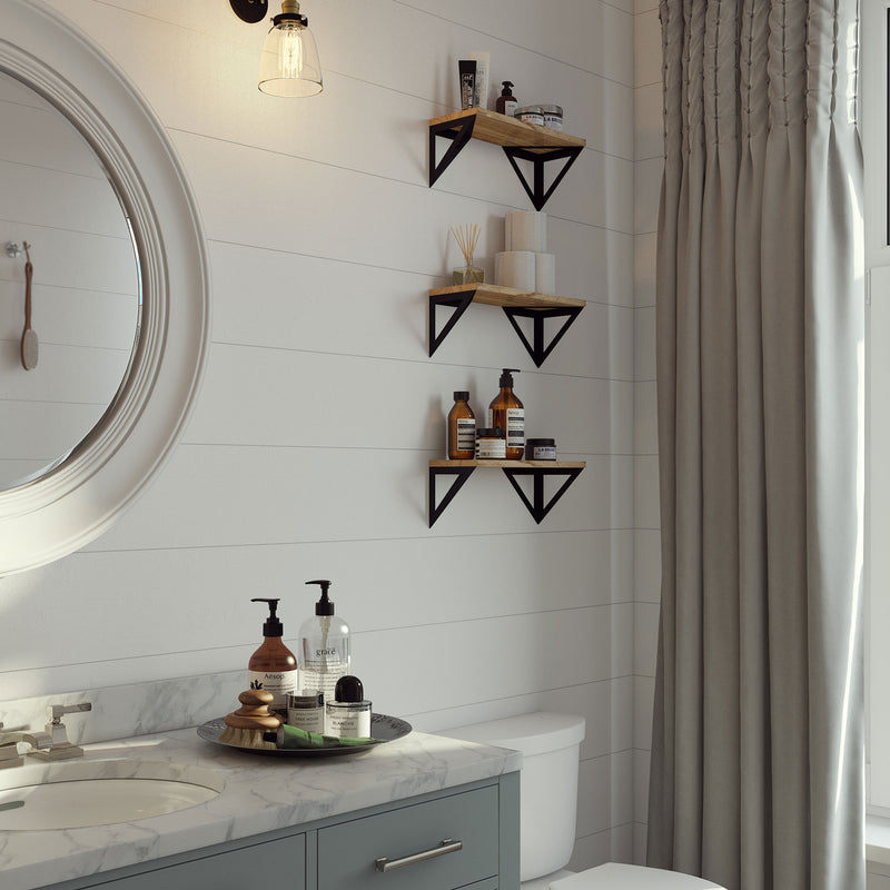 MINORI 17" Bathroom Shelf for Bathroom Decor, Wall Mount Bathroom Organizer – Set of 3 - Wallniture