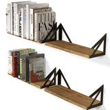 MINORI 17" Rustic Floating Shelves, Bookshelf, Geometric Triangle Shelf – Set of 3, or 4 – Natural Burned - Wallniture