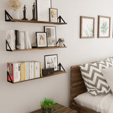 MINORI 36" Floating Shelves for Wall Storage, Natural Wood Bookshelf, Plant Shelf Set of 3, DVD Storage Shelves for Living Room -  Set of 3 - Wallniture