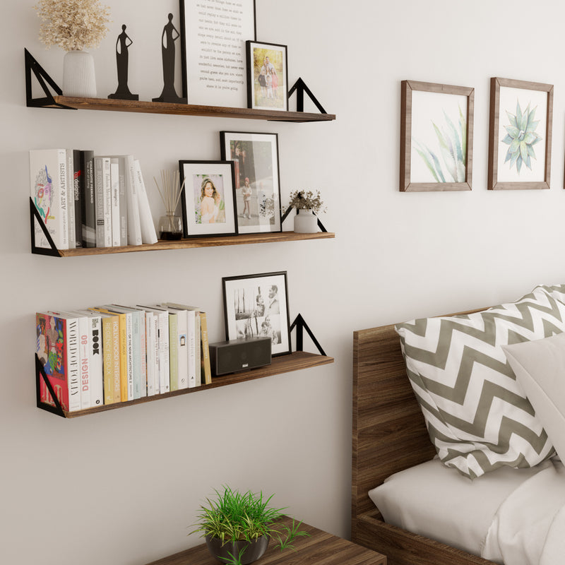 MINORI 36 Floating Shelves for Wall Storage, Natural Wood