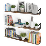 MINORI 36" Floating Shelves for Wall Storage, Natural Wood Bookshelf, Plant Shelf Set of 3, DVD Storage Shelves for Living Room -  Set of 3 - Wallniture