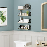 MINORI Floating Shelves, 17"x6" Wood Wall Shelves for Living Room - Set of 4 - Natural, or Gray