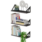 MINORI Floating Shelves for Wall Storage, 17"x6" for Living Room Wall Décor, Bookshelf - Set of 3 - Black