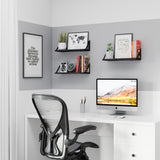 MINORI Floating Shelves for Wall Storage, 17"x6" for Living Room Wall Décor, Bookshelf - Set of 3 - Black