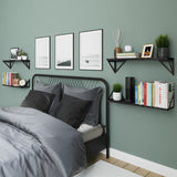 MINORI Black Floating Shelves for Living Room Decor, 24"x6" Wall Bookshelves - Set of 4 - Black