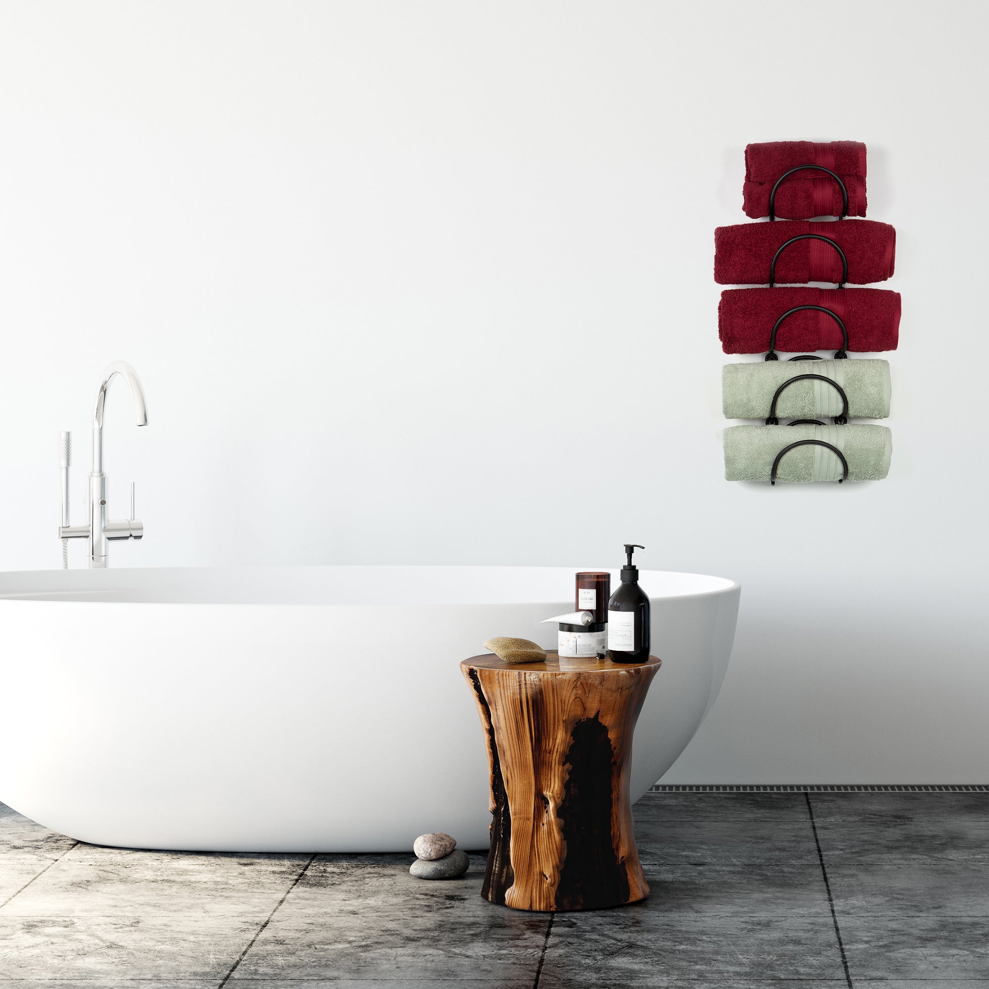BOTO Wall Mount Towel rack – Round Style – 3, 4, 5 Pieces – Black - Wallniture