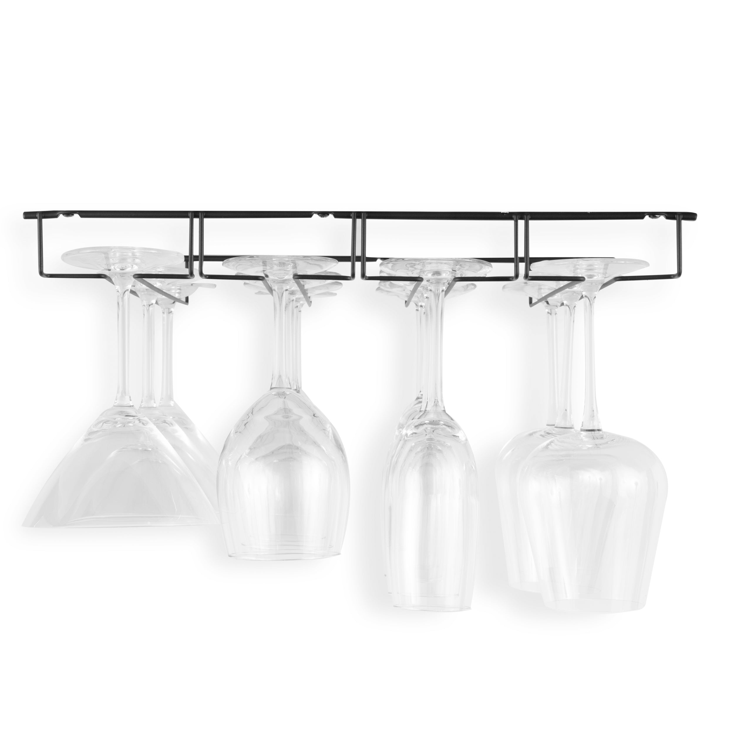NAPA Under Cabinet Wine Glass Rack – 4 Sectional – 13” Depth – Set of 2 – Black - Wallniture