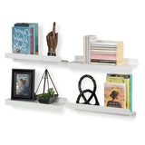 NAPLES Picture Ledge Floating Shelves and Wall Bookshelf – 17.5” Length – Set of 2 - White - Wallniture