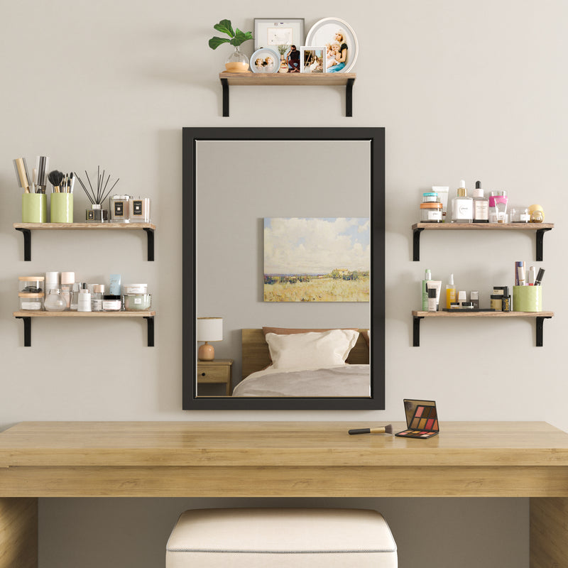NOLA Floating Shelves for Wall Storage and Living Room Decor, 17"x4.5" Wood Wall Shelves - Set of 5