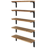 NOLA Floating Shelves for Wall Storage and Living Room Decor, 17"x4.5" Wood Wall Shelves - Set of 5