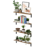 NOLA 24" Floating Shelves for Living Room Decor - Set of 4 - Burnt