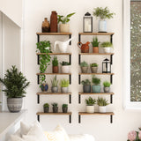 NOLA Floating Shelves for Wall, 17"x 6" Rustic Bookshelf for Living Room Decor - Set of 10 - Burnt