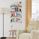 Palma Floating Shelves for Living Room Decor, 24"x6" Bookshelf - Set of 4 - Burnt