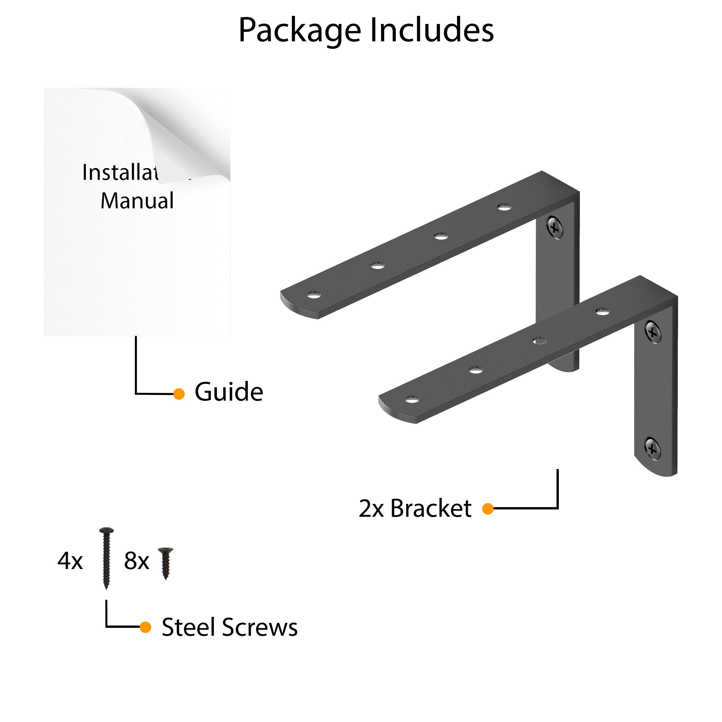 PALMA Shelf Brackets for Floating Shelves, Wall Shelves Brackets for Rustic Decor - Set of 2 - Wallniture