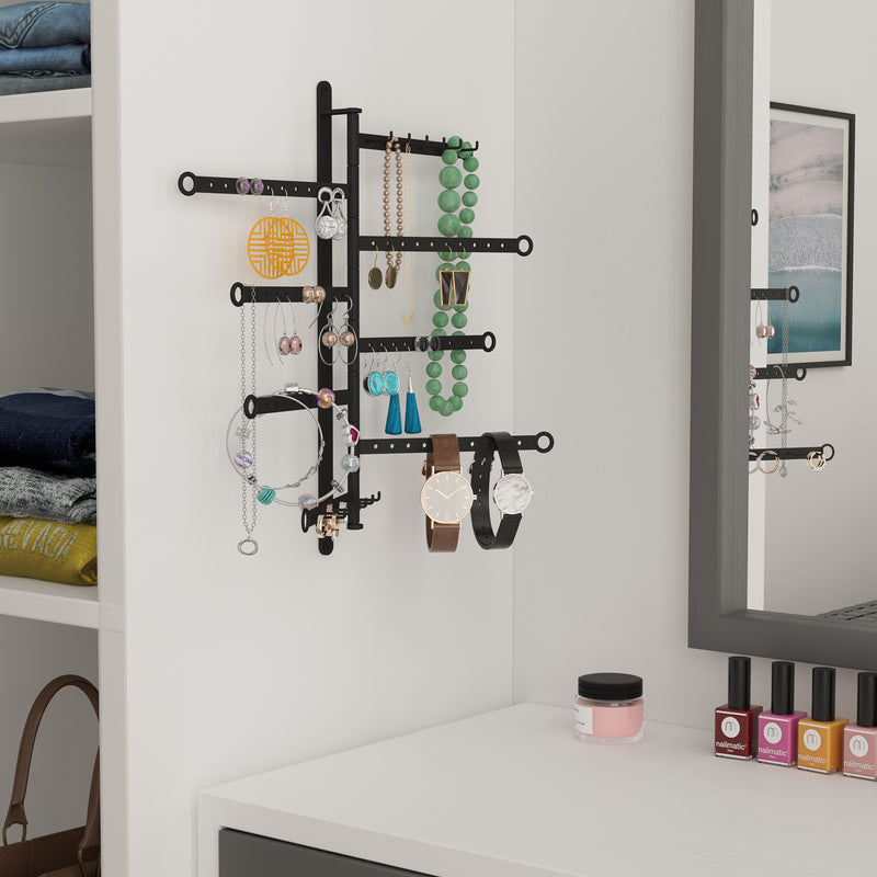 White Wall Mount Jewelry Organizer Necklace Holder 