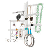 PALOMA Hanging Jewelry Organizer Wall Mount Swivel Earring, Bracelet, Necklace Holder and Jewelry Display Stand -  Black, White - Wallniture