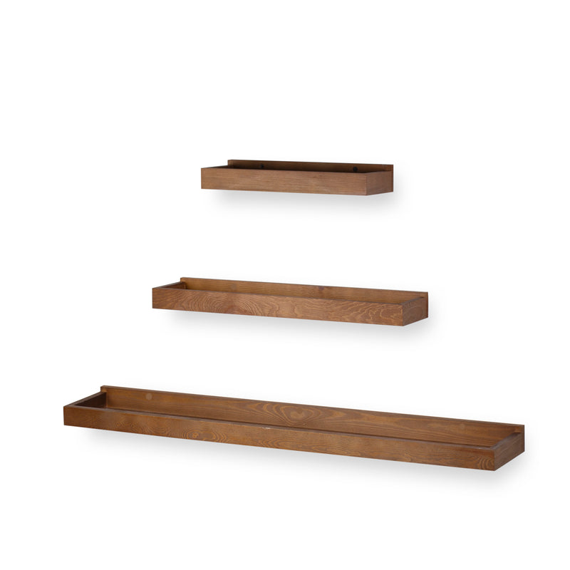 PHILLY Kitchen Floating Shelves and Wall Mount Spice Rack - Multisize - Set of 3 - Walnut - Wallniture