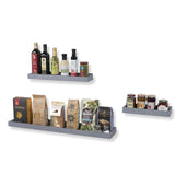 PHILLY Kitchen Floating Shelves and Wall Mount Spice Rack - Multi-Size - 6 Pieces - Gray - Wallniture