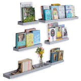 PHILLY Floating Shelves and Wall Bookshelf - Multi-Size - 6 Pieces - Gray - Wallniture