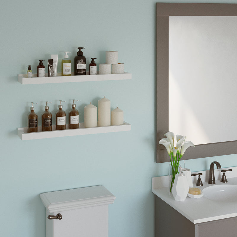 PHILLY Bathroom Shelf Set for Bathroom Decor,  Wall Mount Bathroom Organizer – 31.5” Length – Set of 2 – White - Wallniture