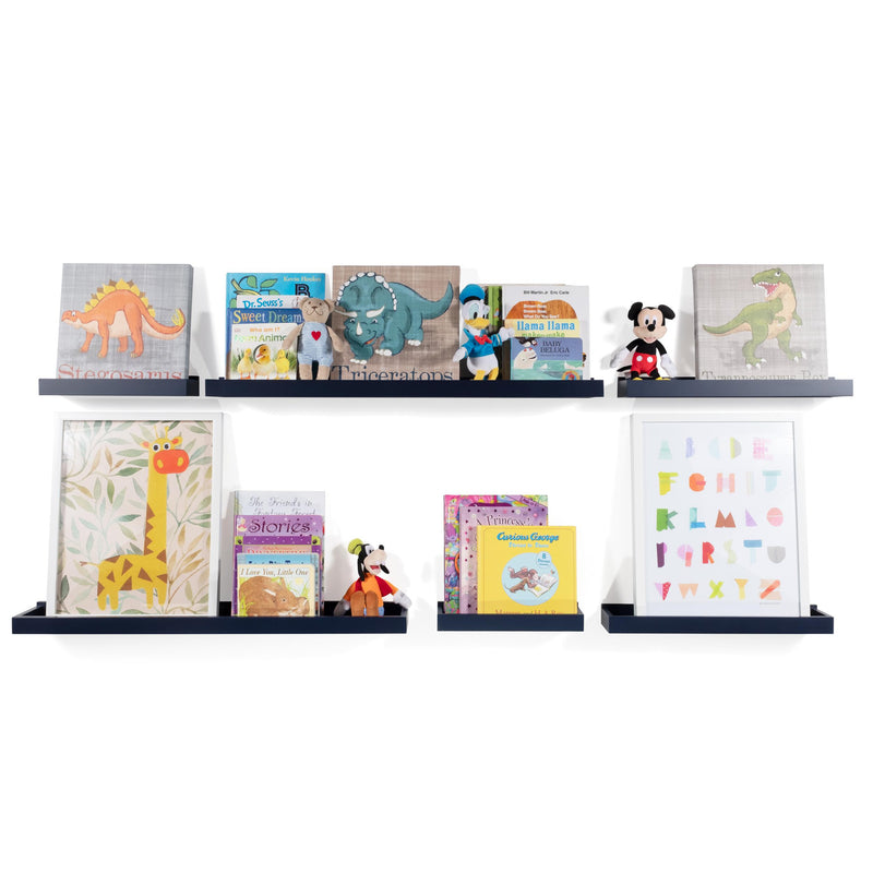 PHILLY Floating Shelves Wall Bookshelf and Nursery Decor - Multisize - Set of 3 - Navy Blue - Wallniture
