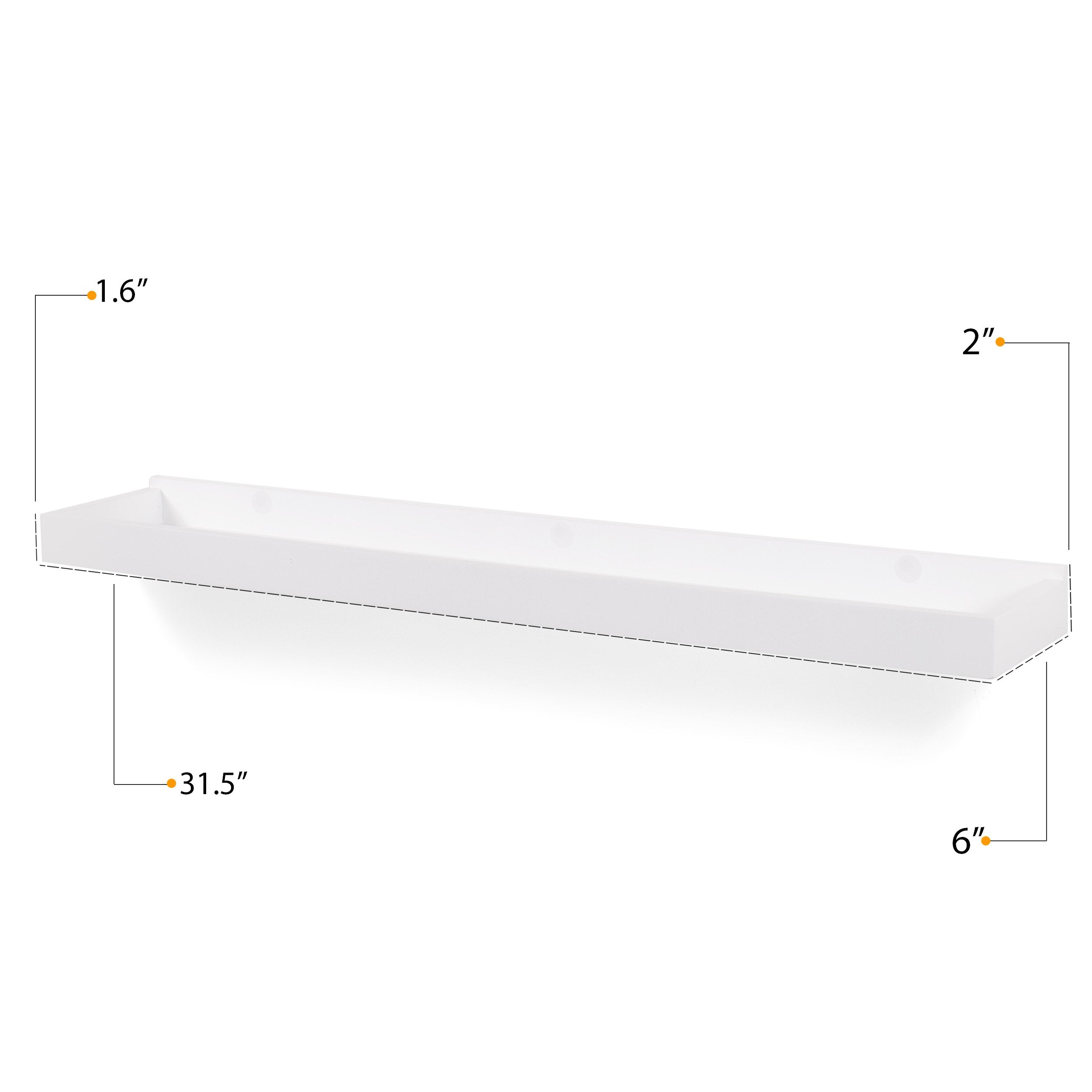 PHILLY Floating Shelves and Wall Bookshelf for Bedroom Decor – 31.5” Length – Set of 3 – White - Wallniture
