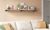 PIPE 72" Rustic Floating Shelves for Wall Decor, Industrial Pipe Shelving, and Book Shelves for Wall -  Burnt