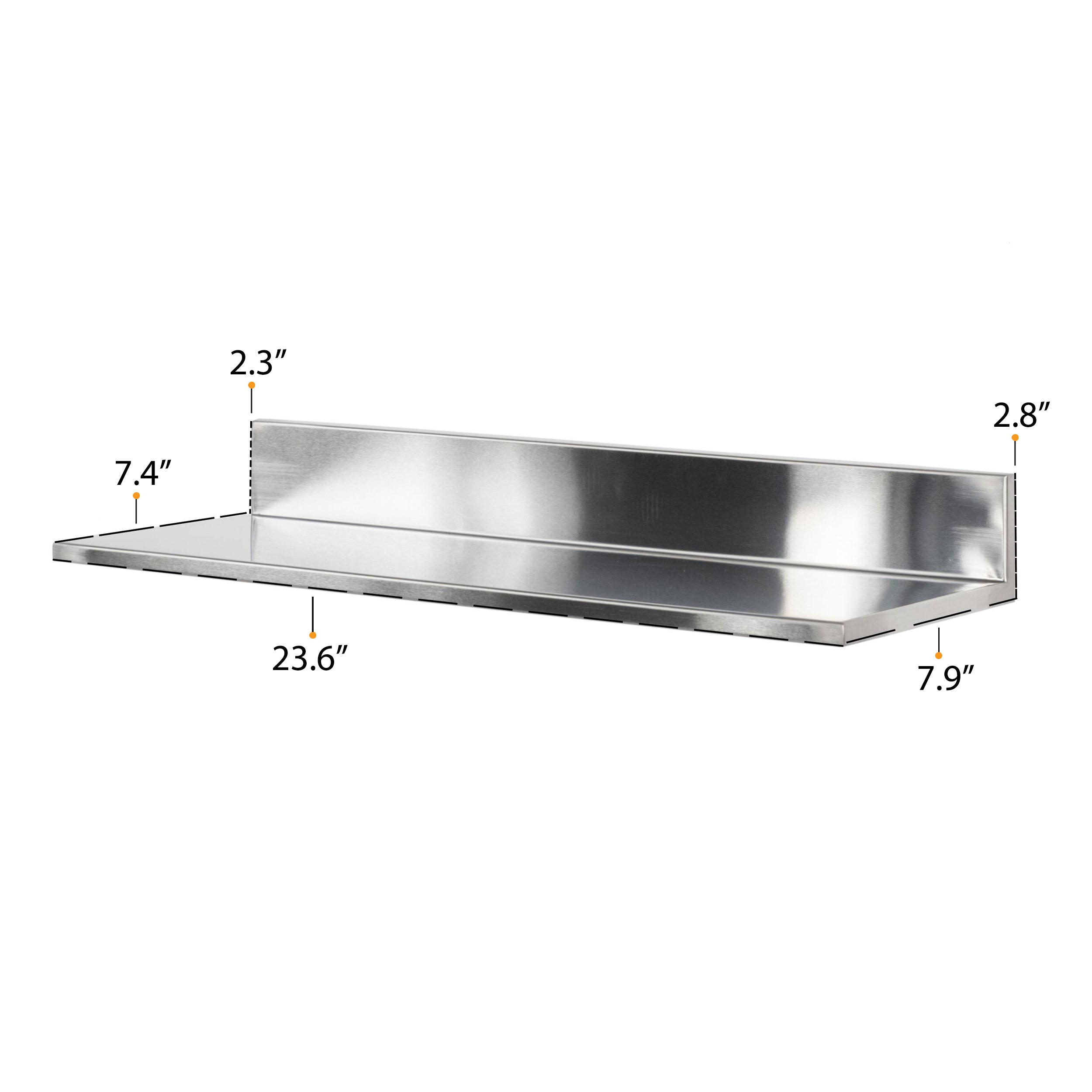 PLAT Stainless Steel Wall Shelf Heavy Duty – 15.8", 23.6", 30.5" Length - Wallniture