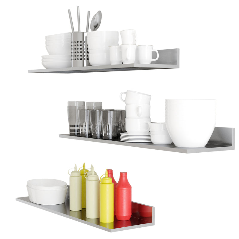 PLAT Stainless Steel Floating Shelves for Wall, 30.5 Metal Wall