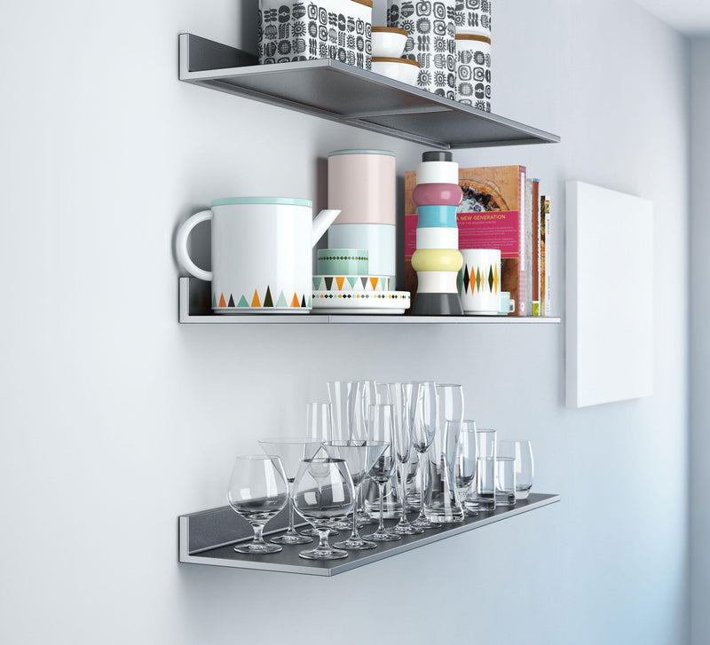 PLAT Stainless Steel Floating Shelves for Wall, 30.5" Metal Wall Shelves for Restaurant, Bar, Cafe, Kitchen Organization and Storage - Set of 3 - Silver - Wallniture