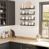 PONZA 24" Floating Shelves for Living Room Wall Decor - Set of 4 - Black