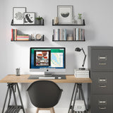 PONZA 24" Floating Shelves for Living Room Wall Decor - Set of 4 - Black